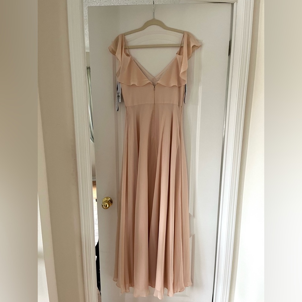 NWT Jenny Yoo Mila Dress - blush, chiffon flowy dress - Picture 5 of 6